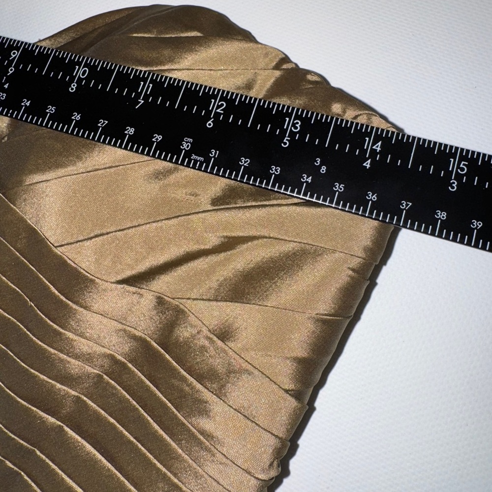 Strapless Gold Ruched Bodycon Dress - Picture 8 of 12